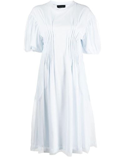Simone Rocha Cotton Puff Sleeve Midi Dress - White