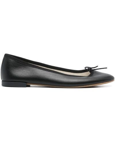 Repetto Bow-detail Leather Ballerina Shoes - Black