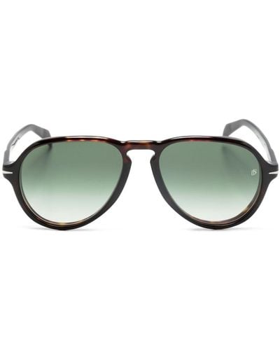 David Beckham Tortoiseshell-effect Pilot-frame Sunglasses - Green