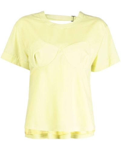 Sacai Cup-stitched Short-sleeve Top - Yellow