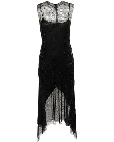 Philosophy Di Lorenzo Serafini Rhinestone-embellished Midi Dress - Black
