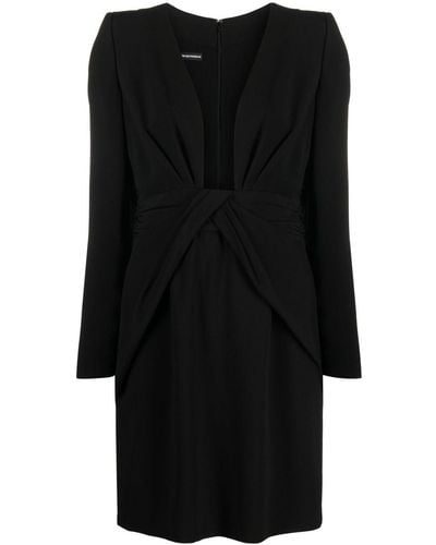Emporio Armani Long-sleeved Draped Dress - Black