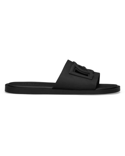 Dolce & Gabbana Sandalias con logo en relieve - Negro