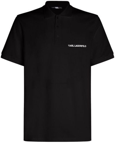 Karl Lagerfeld Logo-print Organic-cotton Polo Shirt - Black