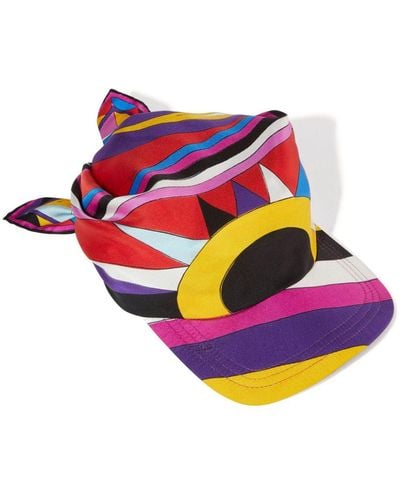 Emilio Pucci Abstract-pattern silk visor hat - Pink
