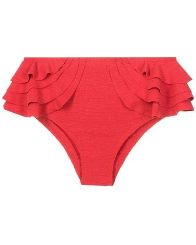 Clube Bossa Bandara Ruffle-detail Bikini Bottoms - Red