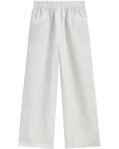 agnès b. Striped Cropped Pants - White