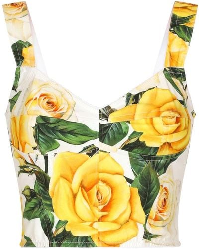 Dolce & Gabbana Top estilo corsé con rosas estampadas - Amarillo