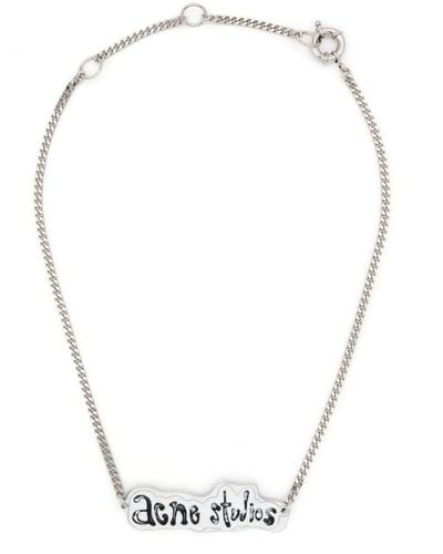 Acne Studios Logo-pendant Chain-link Necklace - White