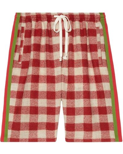 Gucci Men's Buffalo Plaid Wool Shorts - Red