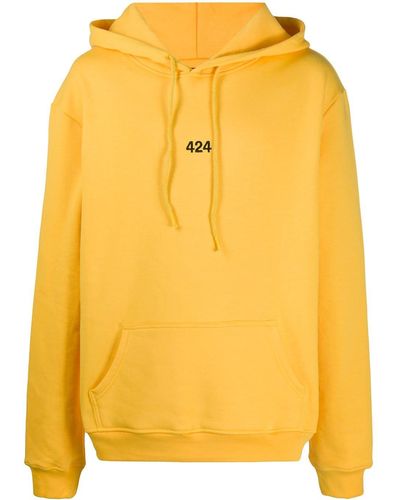 424 Embroidered Logo Hoodie - Yellow