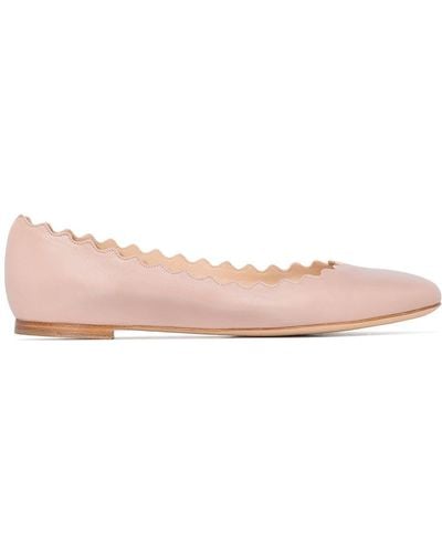 Chloé Lauren Scalloped Trim Court Shoes - Pink