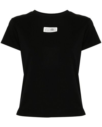 MM6 by Maison Martin Margiela Numbers-patch Cotton T-shirt - Black