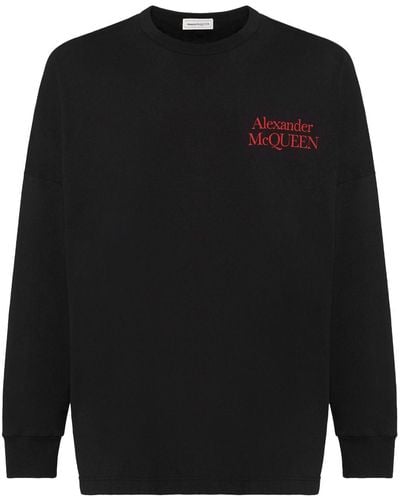 Alexander McQueen Logo-print Long-sleeved T-shirt - Black