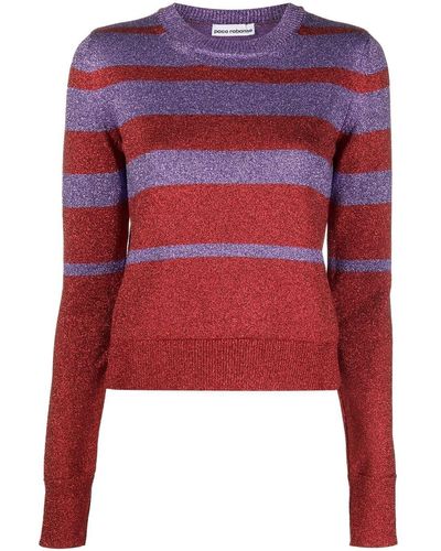 Rabanne Striped Crew-neck Sweater - Red