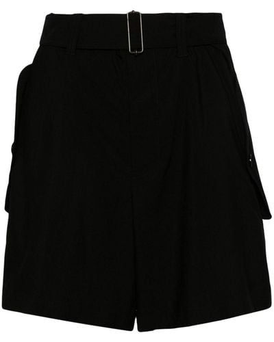Y's Yohji Yamamoto Belted High-waisted Shorts - Black