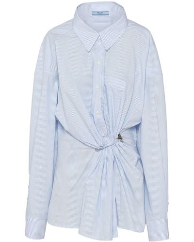 Prada Tie-detail Poplin Shirt - Blue