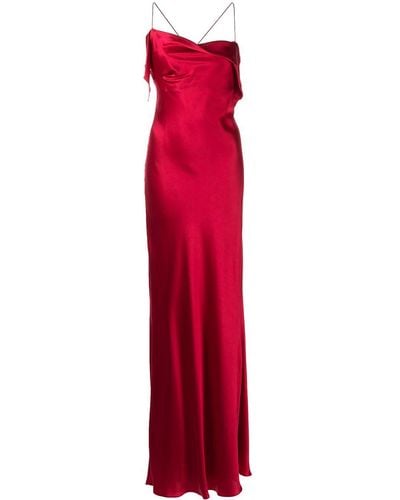 Michelle Mason Bias-cut Cowl Neck Gown - Red