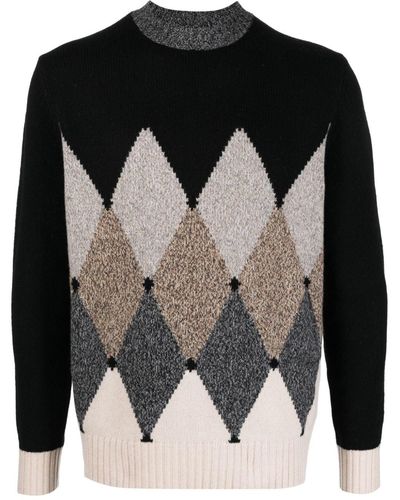 Ballantyne Argyle Intarsia-knit Wool Jumper - Black