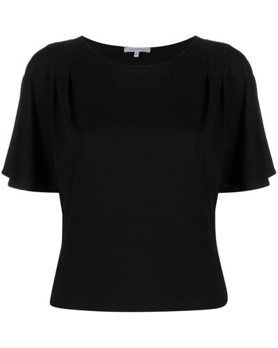 Patrizia Pepe Boat-neck Detail T-shirt - Black