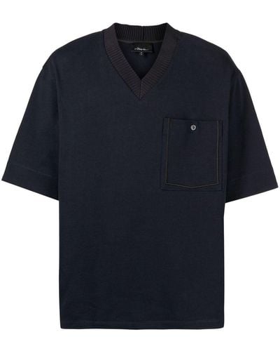 3.1 Phillip Lim T-Shirt mit Kontrastdetails - Blau