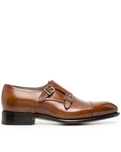 Santoni Monk-Schuhe mit doppelter Schnalle - Braun