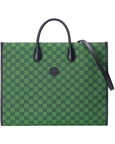 Gucci Large GG Multicolor Shopper Bag - Green
