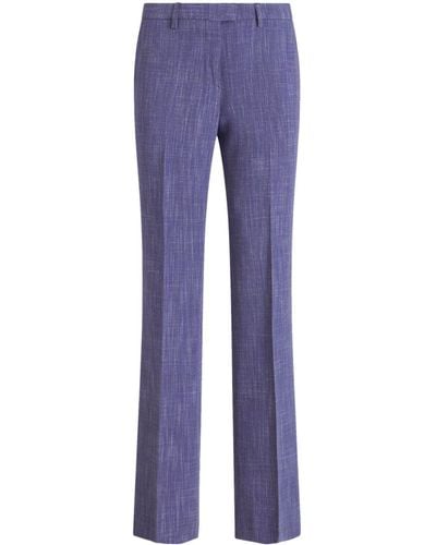 Etro Slub-texture Tailored Pants - Blue