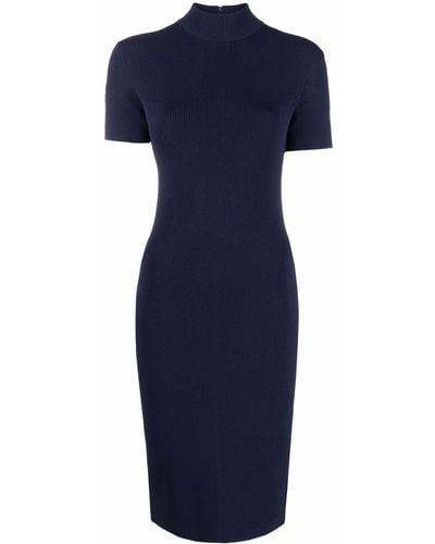 Ralph Lauren Collection Short-sleeved Fine-knitted Dress - Blue