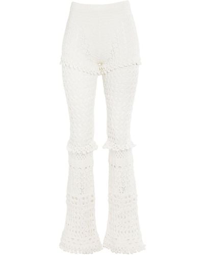 retroféte Kyla Crochet-knit Trousers - White
