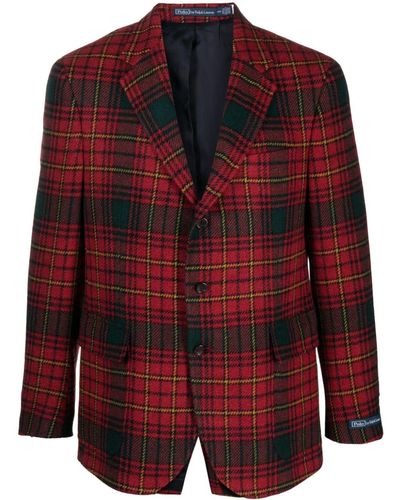 Polo Ralph Lauren Checked Wool Single-breasted Blazer - Red