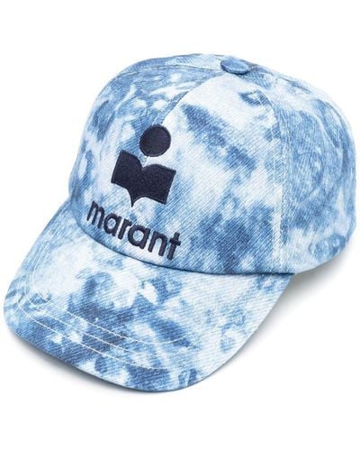 Isabel Marant Marbled-Print Logo Cap - Blue