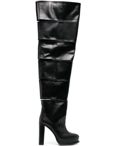 Alexander McQueen Stivali Slash sopra il ginocchio - Nero