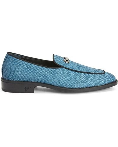 Giuseppe Zanotti Snakeskin-effect Leather Loafers - Blue