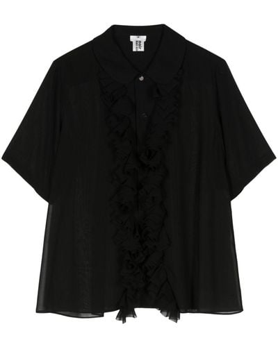 Noir Kei Ninomiya Ruffle Detailing Shirt - Black
