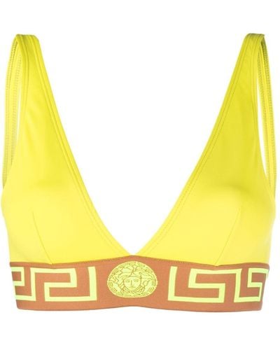 Versace Greca-motif Bikini Top - Yellow