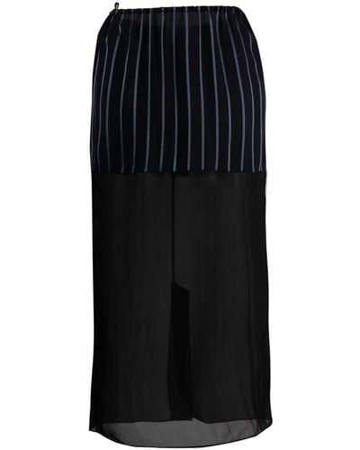 Gauchère Striped Sheer Midi Skirt - Black