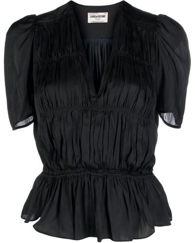 Zadig & Voltaire Short-sleeve Ruched Blouse - Black