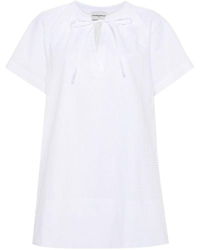 Claudie Pierlot Short-sleeve Seersucker-texture Minidress - White