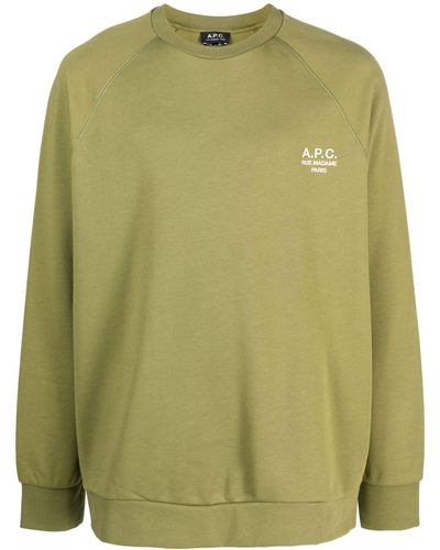 A.P.C. Logo-embroidered Cotton Sweatshirt - Green