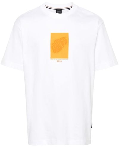BOSS T-Shirt mit Logo-Print - Weiß