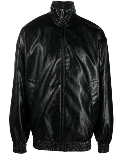 Gcds High-shine Faux-leather Jacket - Black