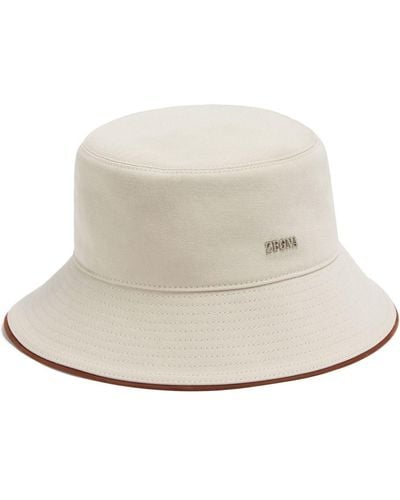 Zegna Logo-plaque Cotton-blend Bucket Hat - Natural