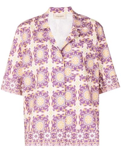 Adriana Degreas Graphic-print Notched-lapels Shirt - Pink
