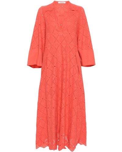 Dorothee Schumacher Robe mi-longue à broderie anglaise - Rouge