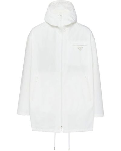 Prada Triangle-logo Hooded Raincoat - White