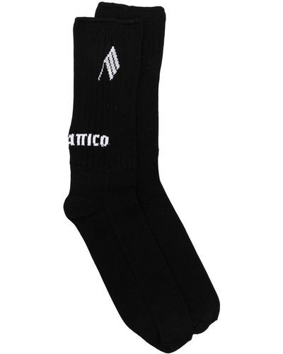 The Attico Intarsia-knit Logo Socks - Black