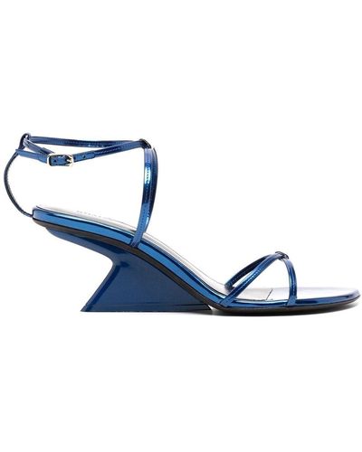 Khaite 60mm Leather Asymmetric Heel Sandals - Blue