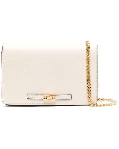 Elisabetta Franchi Horsebit-Detail Leather Shoulder Bag - Natural