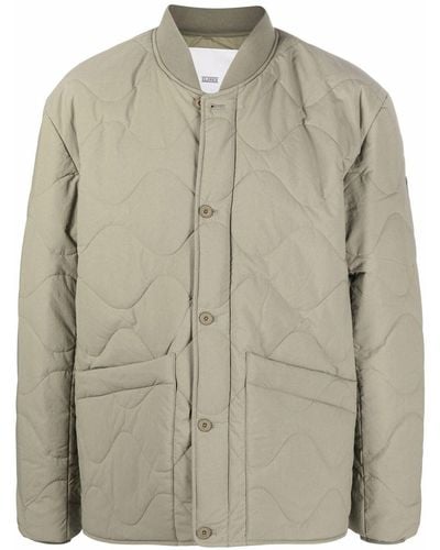 Closed Geometric-pattern Quilted Jacket - Green